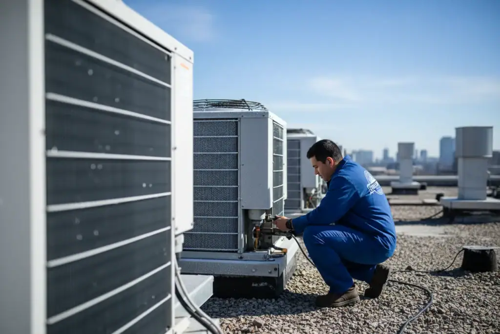 Reliable rooftop HVAC repair services for commercial buildings.